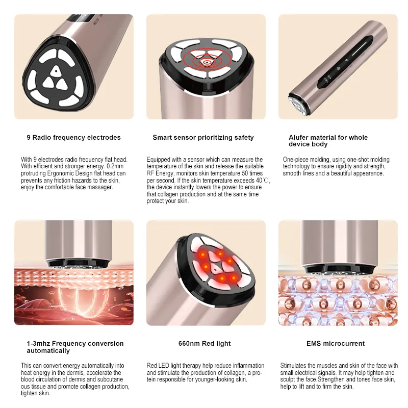 جهاز تدليك الوجه بالمنزل ems جهاز تردد للعناية بالبشرة جهاز شد وشد الجلد جهاز تجميل
