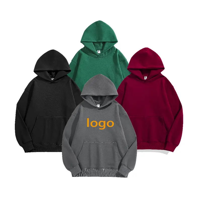 Groothandel Zwaargewicht Katoen Hoodies 100% Voorgekrompen Katoen Hoodies Vlakte Unisex Oversize Trui 3XL 4XL 5XL