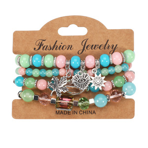 Fashion Jewelry <b>Beaded</b> <b>Bracelets</b> Set Multicolor Crystal Charms Bohemian Style Unisex Gift Made In China - Product Image 5