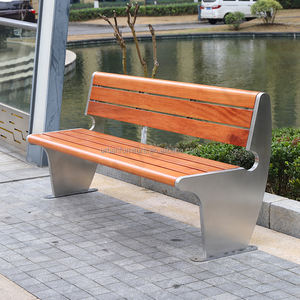 Precio de fábrica Banco Silla de parque Asiento de banco al aire libre con respaldo Patio de madera natural Banco público de ocio - Product Image 3