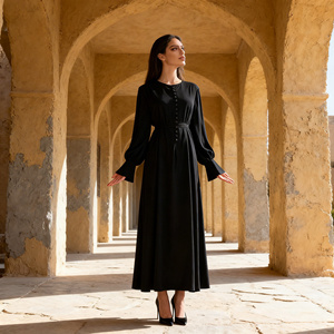 Vestido Abaya Modesto de Poliéster Liso de Alta Calidad para Mujeres Musulmanas, Uso Diario Informal, de Proveedor Chino - Product Image 3