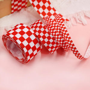 Nastro Grosgrain a Scacchi Rosso e Bianco Personalizzato OKAY Factory, 10mm 22mm 25mm 38mm, Termotrasferibile, Monofacciale, per Gare - Product Image 3