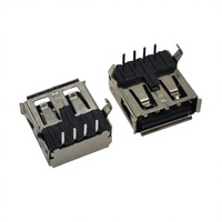 Connecteur USB 2.0 Mini-USB à angle droit DIP 4 broches avec couvercle à bride femelle pour montage sur circuit imprimé, noir/blanc, en PBT et laiton C2680, en acier nickelé