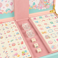 Mahjong de luxe avec 160 tuiles gravées, ensemble d'apprentissage de Mahjong en acrylique sur mesure, Mahjong rose esthétique, cadeau pour soirée de jeu pour filles