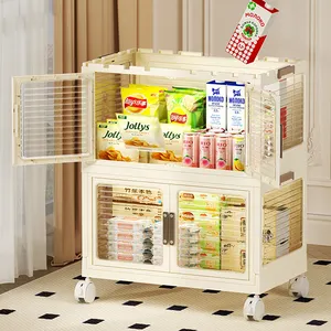 Extra Large Cream Wind Folding Storage Cabinet Three Layers Modern Design Rectangle Plastic Injection for Sundries