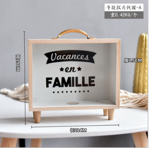 Hucha de madera creativa, caja de monedas, lindo contenedor de almacenamiento de fondos de viaje de escritorio con patrón de cajero automático y estilo de números - Product Image 5