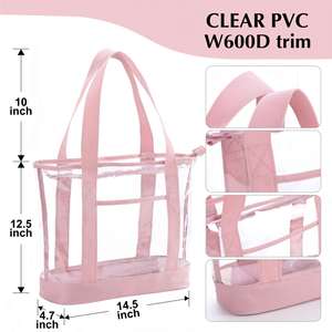 clear Tote <b>Bag</b>,Purse Handle with Zipper for <b>Work</b> Plastic Transparent See Through Women - Product Image 6