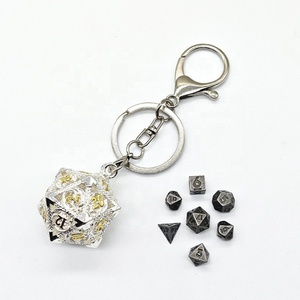 Feeron Mini 6MM Metall Drachen Hohlwürfel 7-teiliges Würfel-Schlüsselanhänger-Set – DND TRPG Polyedrischer Anhänger für Tabletop-RPG-Spieler & Sammler - Product Image 6