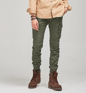 Sabin-pantalones Cargo de algodón lavados para hombre, Sarga de alta calidad, varios colores, con bolsillos, a la moda, para correr, novedad de otoño - Product Image 6
