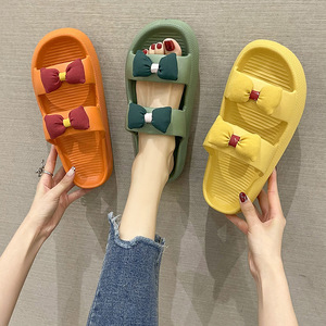 Sandalias de Verano para Mujer, Cómodas, con Suela Gruesa, Doble Correa y Lazo, Lindas Pantuflas para el Hogar - Product Image 4