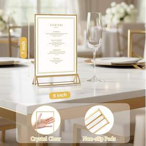 Support de numéro de table en acrylique avec bordure dorée, transparent, double face, pour mariage, restaurant, café et événements - Product Image 4