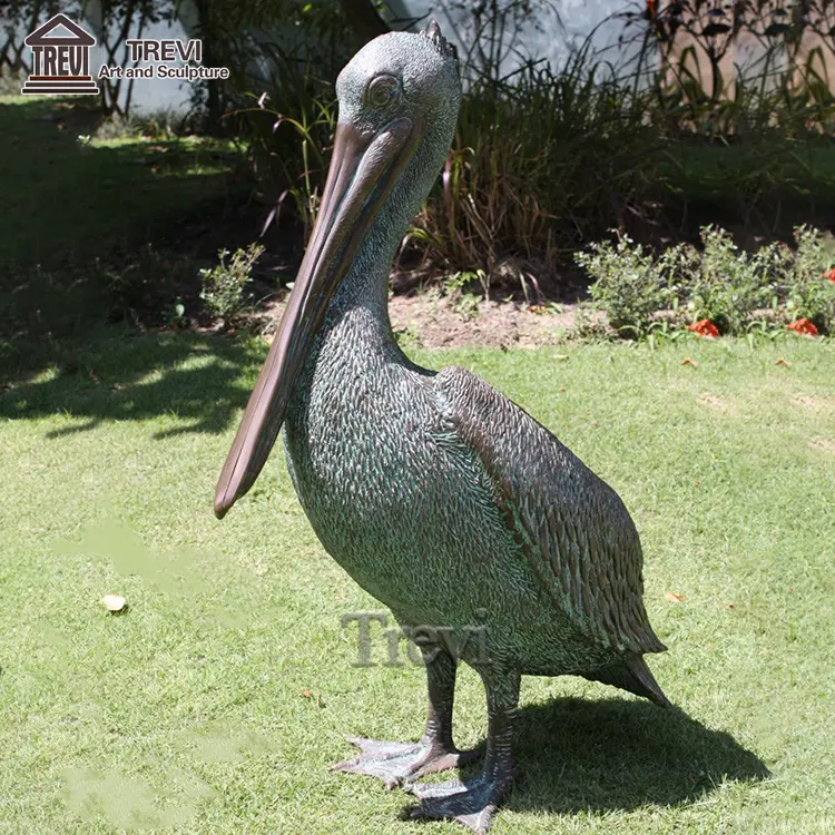 Grande Zoo all'aperto statua di uccello in metallo scultura in bronzo pellicano
