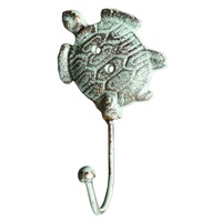 Double crochet de tortue de mer en fonte Bronze Antique