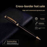Bolígrafo de Metal de Lujo Promocional con Punta Giratoria, Negro Mate con Detalles en Dorado, Bolígrafo de Firma Empresarial con Logotipo Personalizado