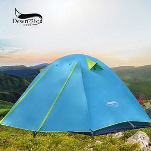 Tente double couche Desert Fox pour 3-4 personnes, bleu ciel vert, imperméable, camping en plein air, quatre saisons - Product Image 1