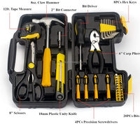 Ensemble complet d'outils pour la famille en acier à haute teneur en carbone, 39 pièces, comprenant une clé électrique, réparation ménagère, garantie 1 an, OEM