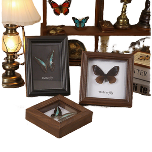 Wholesale Durable Lightweight 3D Wood Letterpress Printed Photo <b>Frame</b> 2cm Hollow Design | DIY Hollow <b>Square</b> Insect Butterfly - Product Image 2