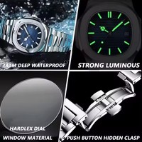 Montre-Bracelet Homme de Luxe Haut de Gamme en Gros Étanche Acier Inoxydable Quartz Fonction Lumineuse Montre pour Homme