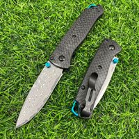 Couteau de poche tactique de survie pour le camping en plein air, lame en acier Damas, manche en fibre de carbone 533, outil multifonctionnel