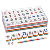 Jeu de Mahjong américain de 166 pièces, tuiles en acrylique arc-en-ciel à deux couches, jeu portable et durable pour la maison, les fêtes et les clubs
