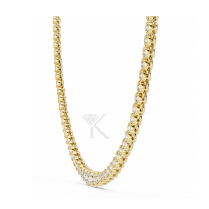 Collier tennis serti de diamants en or massif 14 carats, ras-de-cou moderne en or 14K avec diamants de laboratoire ronds, bijoux fins - Product Image 2