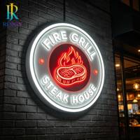 Enseigne LED 3D rétroéclairée personnalisée en acier inoxydable et lettres en acrylique, étanche IP65, pour extérieur, logo mural pour entreprise et magasin