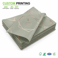 Papier de soie vert sauge imprimé sur mesure, estampage à chaud or rose, papier d'emballage géométrique gaufré, feuilles de 50x70cm, vente en gros