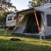 Kit d'ancrage au sol spiralé galvanisé à chaud, ensemble d'ancrage robuste pour vis de terre avec sangles à cliquet pour auvent de camping-car, tente, abri de voiture