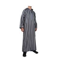 Robe marocaine transfrontalière pour homme, à capuche, rayée, style ethnique, coupe ample, manches longues, grande taille, inspiration africaine, en coton