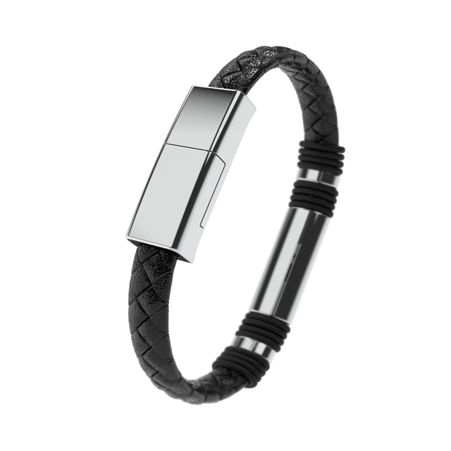 Multifunction Leather Bangle Charger USB Phone Charging Data Line Bracelet Cable for Iphone