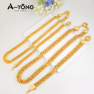 Ayong takı pirinç bilezik bilezik takı seti altın kaplama küba Link zinciri takı kolye kadınlar - Product Image 2
