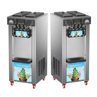 Nieuwe CE-gecertificeerde 3-smaken melk & fruit soft serve ijsmachine, commercieel, 20L/u, hoge productiviteit, desktopmodel