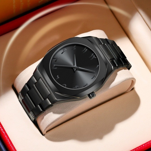 2025 New Styles Wholesale Waterproof Men's Watches, All Black Arabic Dial, High-end Alloy Quartz Watches for Men MWT 005