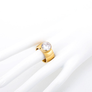 Men's <b>Titanium</b> Steel <b>Ring</b> With Large Zircon Geometric Design Bezel Setting For Gift Fashion Jewelry - Product Image 4