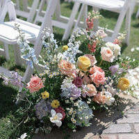 Décoration de mariage professionnelle, rangée de fleurs en soie colorées de 30 cm à 1 m pour allée de mariage, fleurs d'escalier roses