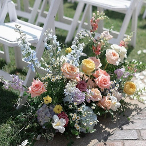Décoration de mariage professionnelle, rangée de fleurs en soie colorées de 30 cm à 1 m pour allée de mariage, fleurs d'<span class=keywords><strong>escalier</strong></span> roses - Product Image 2