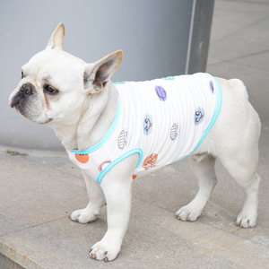 Gilet pour animaux de compagnie en fibre de bambou, fin et frais pour l'été, pour bouledogue français, petit chien, chien corpulent, rose fraise, bleu glace - Product Image 3