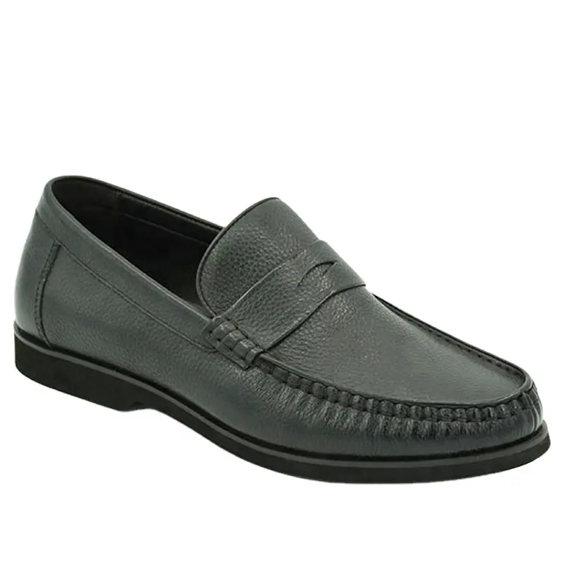Mocassins de couro legítimo preto masculinos, sola macia confortável, venda no atacado, sapatos casuais para homens