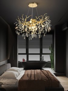 轻奢后现代酒店时尚氛围卧室餐厅北欧圆环餐桌灯金色树枝吊灯 - Product Image 5