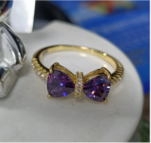 חדש הגיע רומנטי עם bowknot ורוד יפה בעיצוב טבעת תכשיטים 925 עניבת קשת כסף סטרלינג - Product Image 6