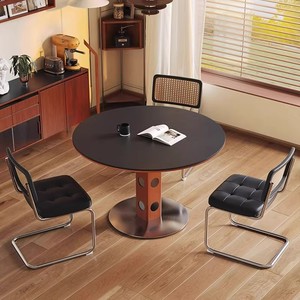 Cơ sở thép không gỉ hiện đại bàn ăn cơ sở gỗ rắn + Bàn đá thiêu kết thân thiện với môi bền nhỏ gọn đàm phán nhỏ - Product Image 1