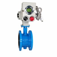 Katup Kupu-kupu Bermotor dengan Flensa, Badan Besi Ulet, Dudukan PTFE, untuk Pengolahan Air, HVAC, Pasokan Air, DN125~DN150