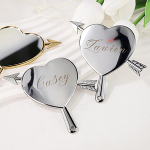Customized Engraved Heart Shaped <b>Compact</b> <b>Mirror</b> Personalized Hand Pocket <b>Mirror</b> Bridesmaid Gift Wedding Party Favors Keepsake - Product Image 4