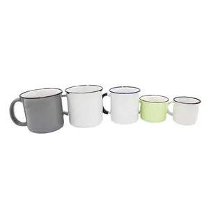 Wholesale different size 4oz 6oz 9oz 16oz 17oz ceramic stoneware enamel mug custom logo