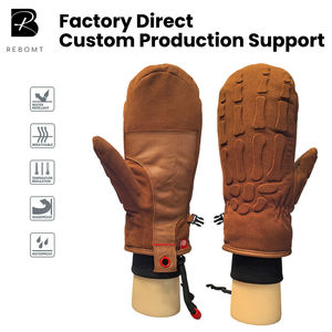 <span class=keywords><strong>Gants</strong></span> de ski d'hiver en daim marron, doigts séparés, imperméables, isolés, coupe-vent, chauds, poignets côtelés, cordon de serrage, unisexe pour le ski - Product Image 1