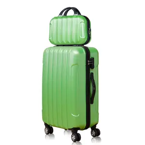 Valise en ABS à roulettes, ensemble de 3 pièces de bagage léger, valise à roulettes avec sac de beauté