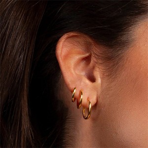 <span class=keywords><strong>Orecchini</strong></span> <span class=keywords><strong>Pendenti</strong></span> a Clip in Acciaio Inox 2mm, Placcati in Oro 18K, Cerchio Rotondo per <span class=keywords><strong>Uomo</strong></span> e Donna - Product Image 6