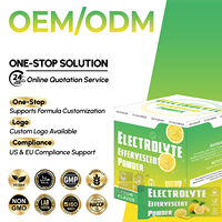 Sachets de poudre effervescente électrolytique sans sucre et sans calories, saveur citron, pour une hydratation rapide, marque privée OEM/ODM