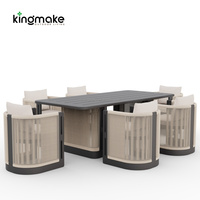 Table et chaises de patio pour villa moderne, ensemble de salle à manger extérieure en aluminium pour restaurant, mobilier d'extérieur pour complexe hôtelier, table de jardin pour hôtel