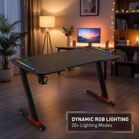 Bureau Esports AOR en Fibre de Carbone avec Éclairage d'Ambiance RGB, Cadre en Acier Épaissi, Idéal pour le Gaming et le Bureau, Vente en Gros Usine